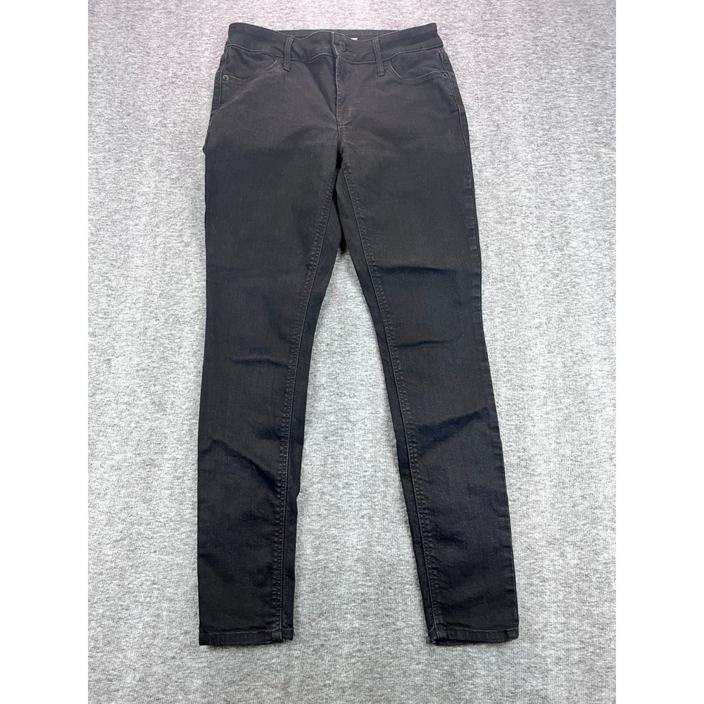 Old Navy Women's Super Skinny Jeans Black Mid Rise Stretch Denim Size 4